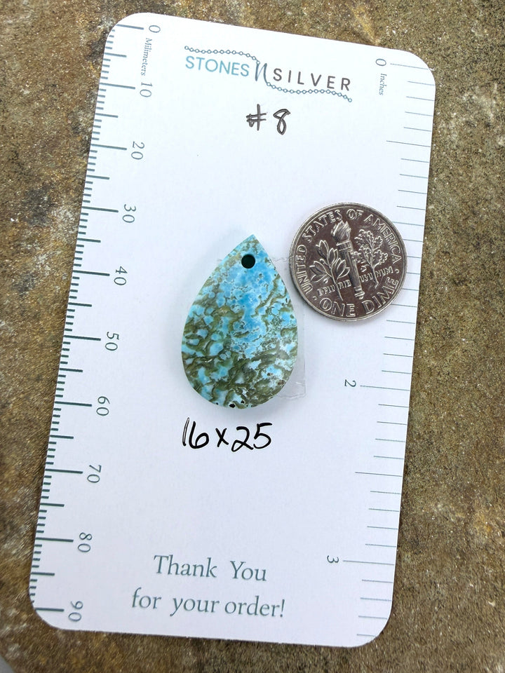 RARE Number 8 Turquoise (Nevada) Focal Pendant Bead 16x25mm