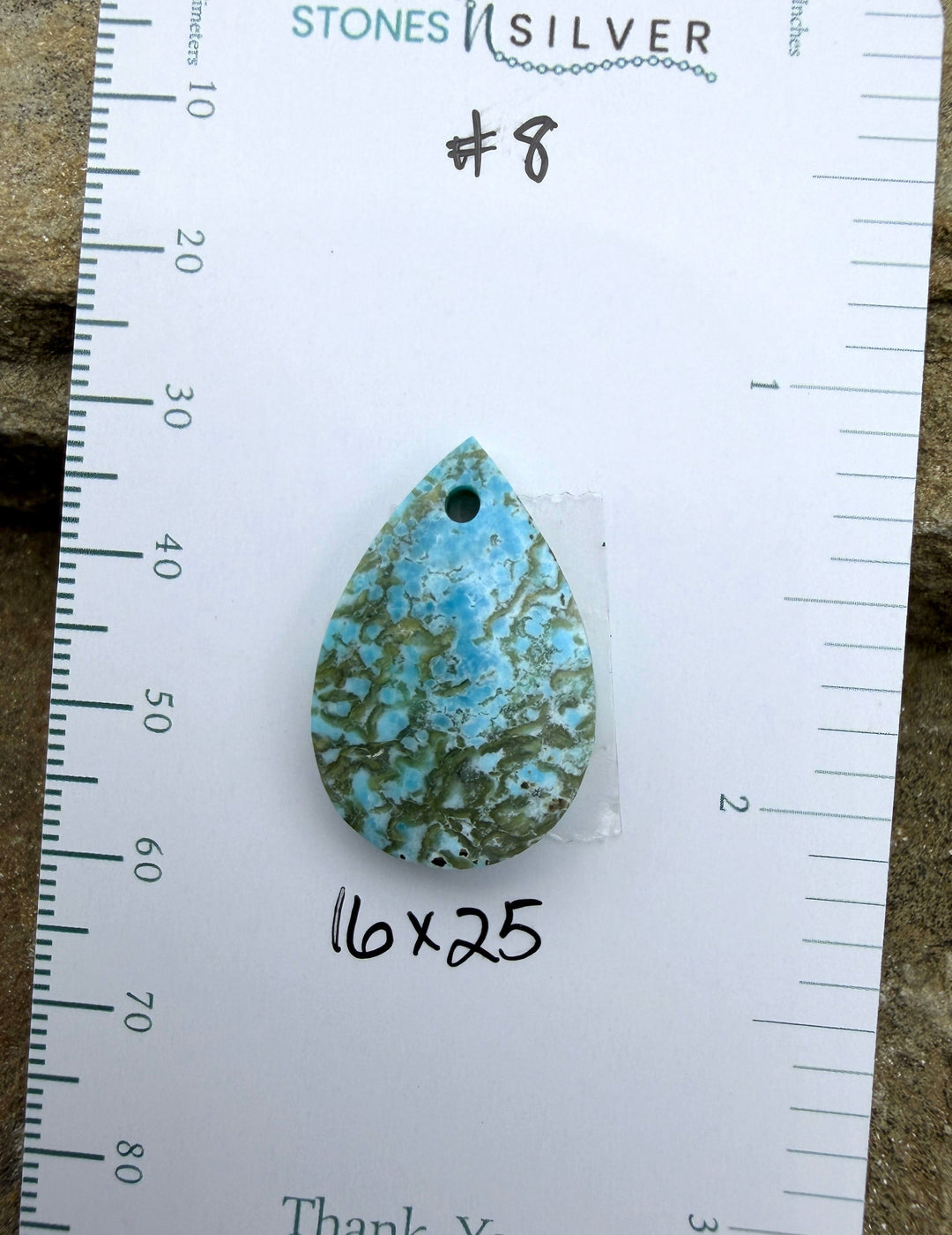 RARE Number 8 Turquoise (Nevada) Focal Pendant Bead 16x25mm