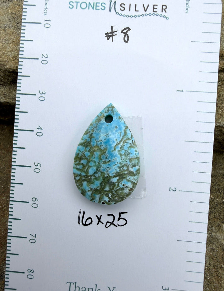 RARE Number 8 Turquoise (Nevada) Focal Pendant Bead 16x25mm