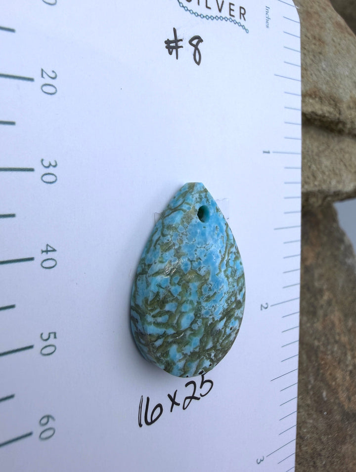 RARE Number 8 Turquoise (Nevada) Focal Pendant Bead 16x25mm