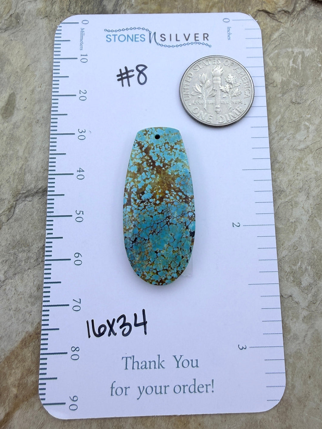 RARE Number 8 Turquoise (Nevada) Focal Pendant Bead 16x34mm