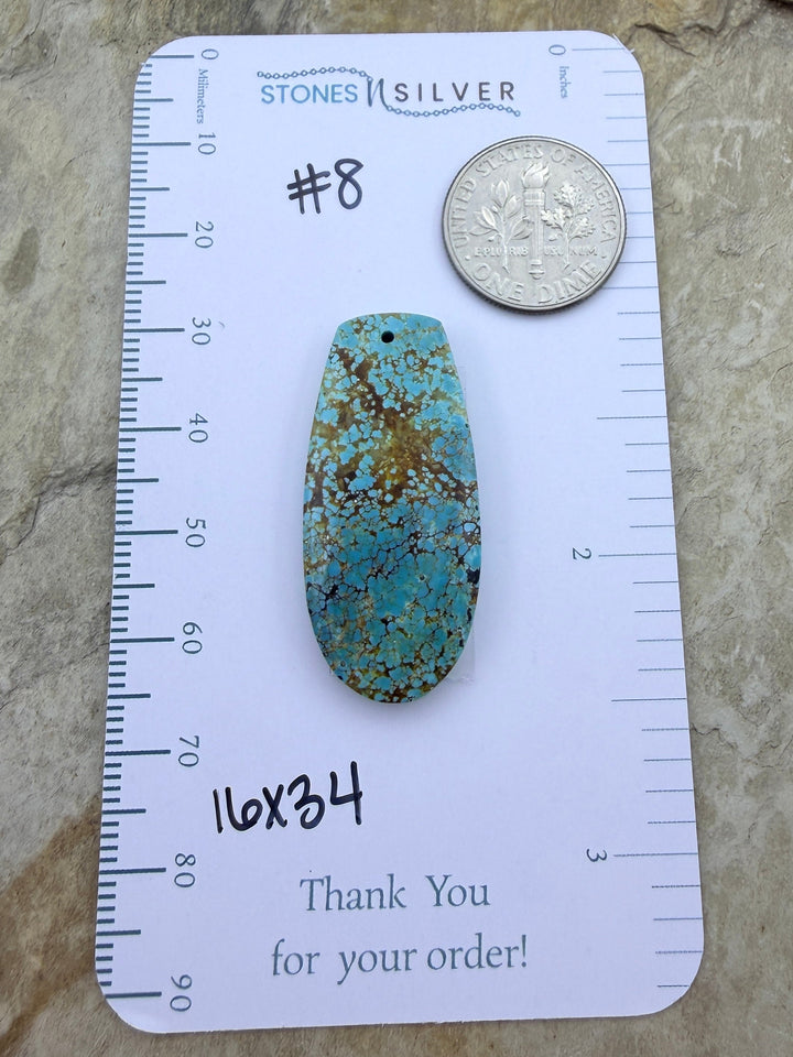 RARE Number 8 Turquoise (Nevada) Focal Pendant Bead 16x34mm