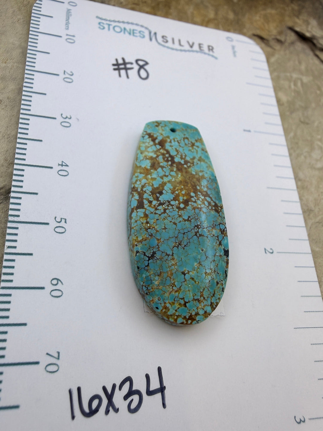 RARE Number 8 Turquoise (Nevada) Focal Pendant Bead 16x34mm