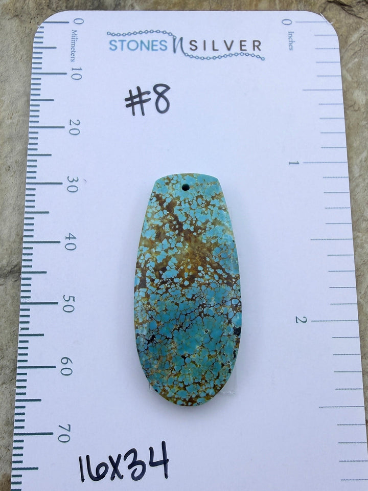 RARE Number 8 Turquoise (Nevada) Focal Pendant Bead 16x34mm