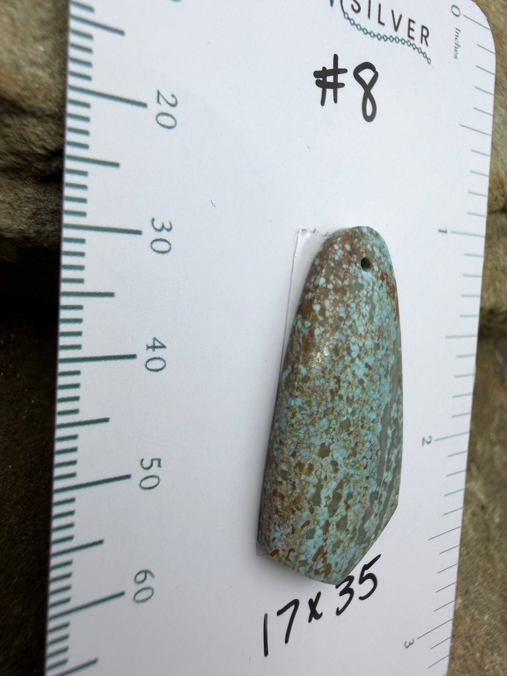 RARE Number 8 Turquoise (Nevada) Focal Pendant Bead 17x35mm