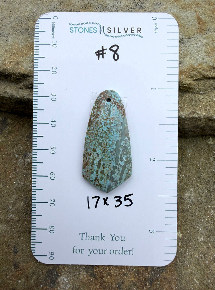 RARE Number 8 Turquoise (Nevada) Focal Pendant Bead 17x35mm