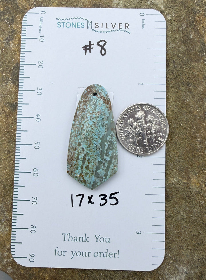 RARE Number 8 Turquoise (Nevada) Focal Pendant Bead 17x35mm