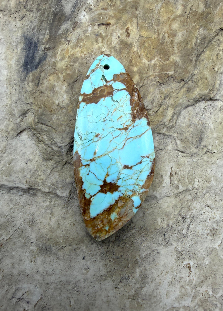 RARE Number 8 Turquoise (Nevada) Focal Pendant Bead 17x40mm