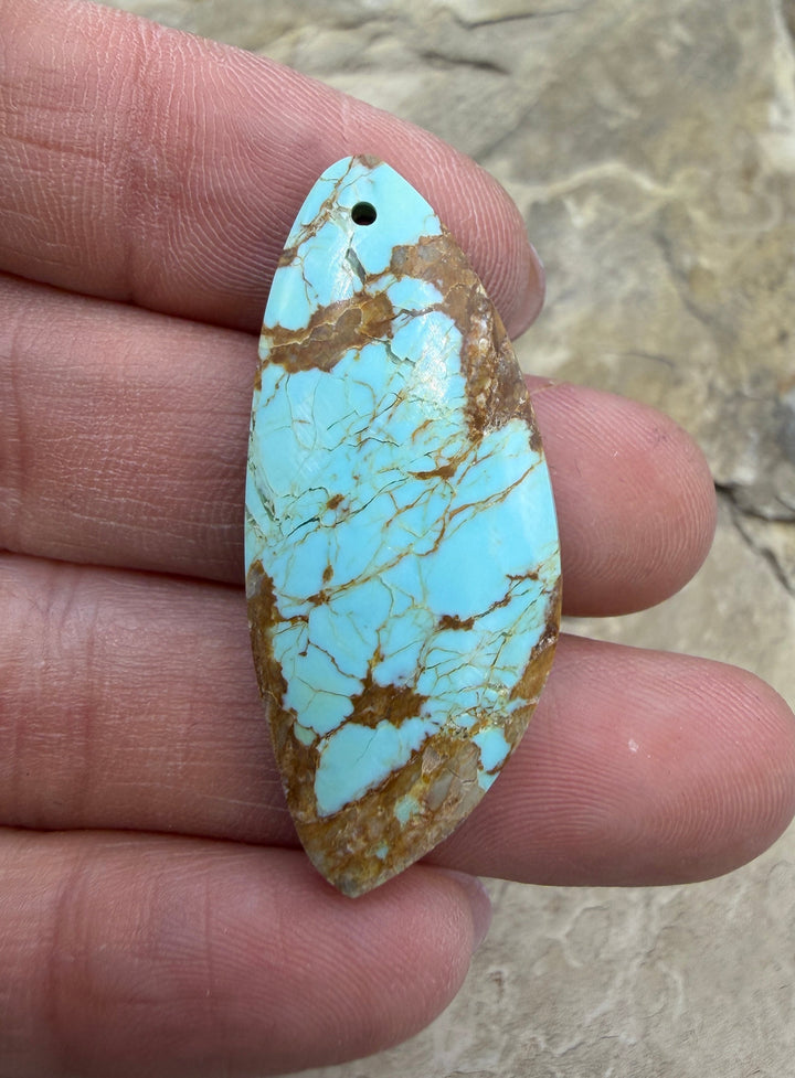 RARE Number 8 Turquoise (Nevada) Focal Pendant Bead 17x40mm