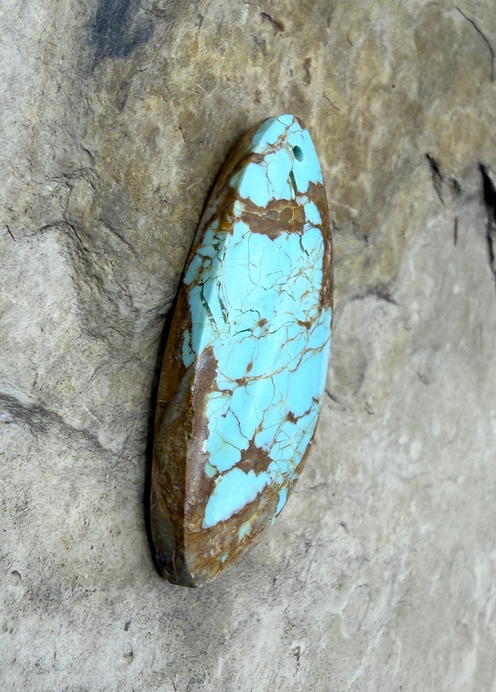RARE Number 8 Turquoise (Nevada) Focal Pendant Bead 17x40mm
