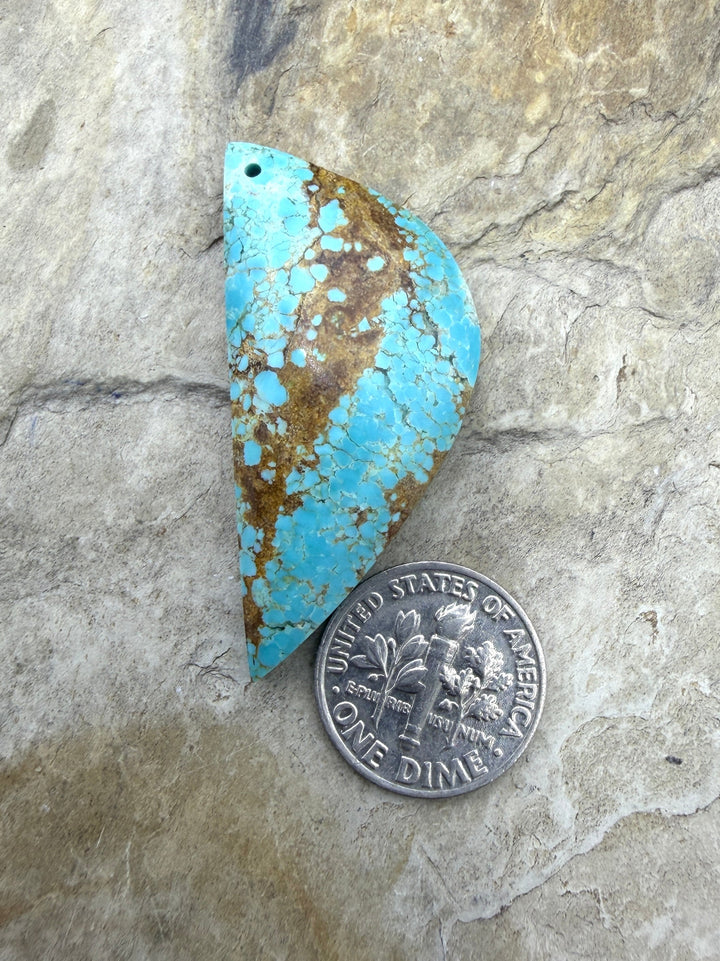 RARE Number 8 Turquoise (Nevada) Focal Pendant Bead 19x42mm