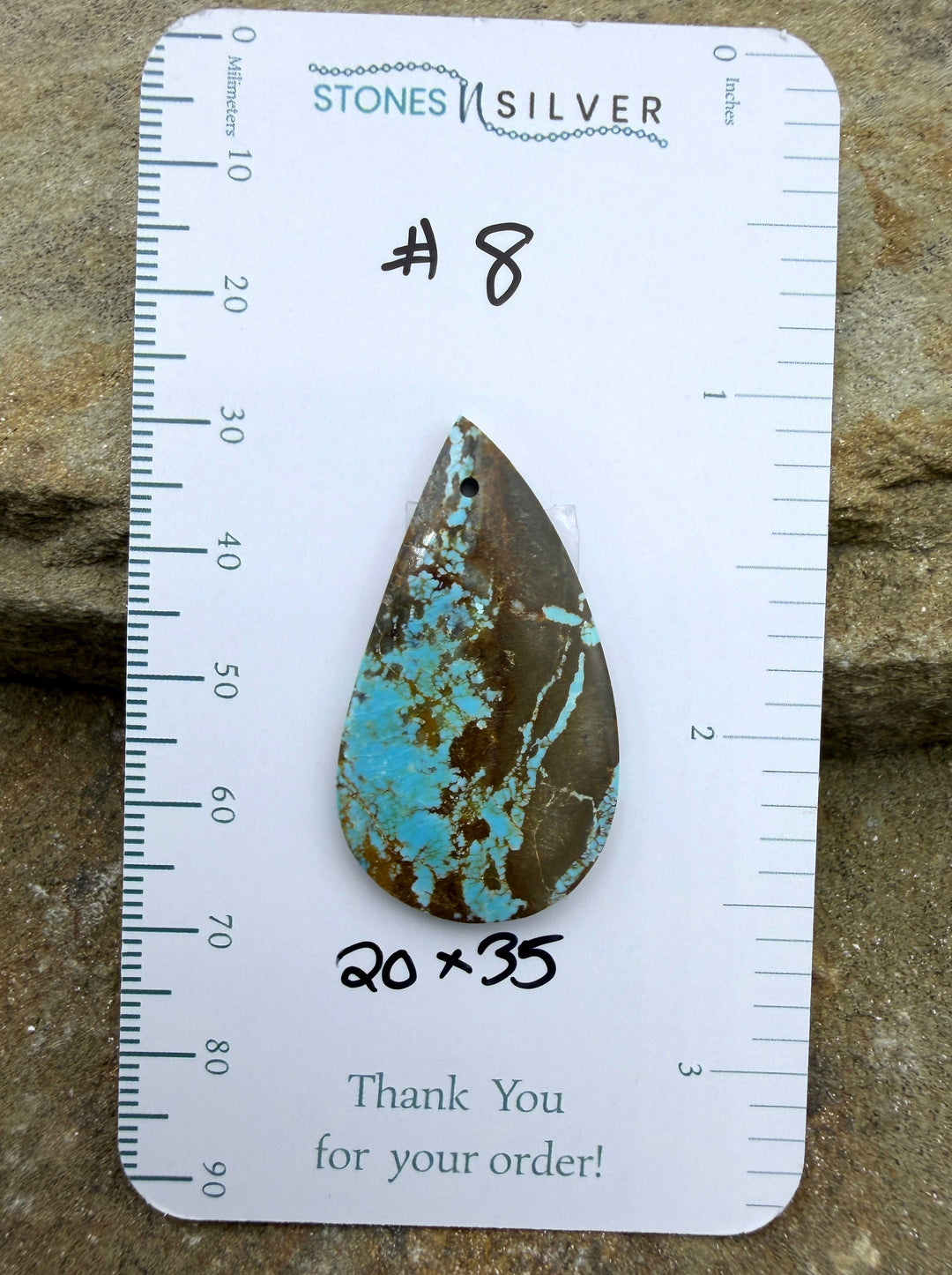 RARE Number 8 Turquoise (Nevada) Focal Pendant Bead 20x35mm