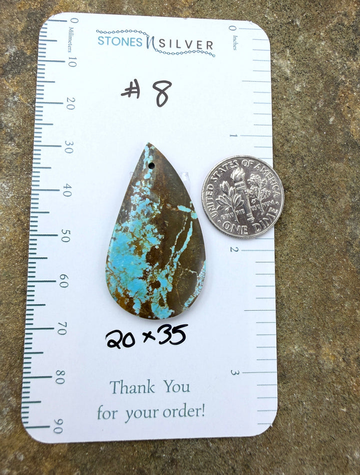 RARE Number 8 Turquoise (Nevada) Focal Pendant Bead 20x35mm