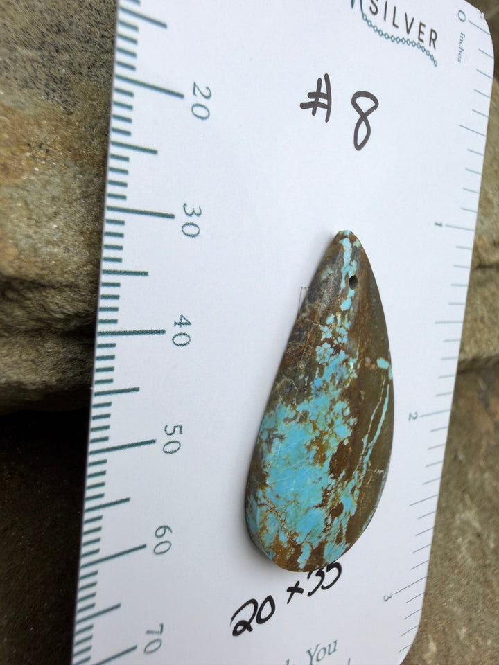 RARE Number 8 Turquoise (Nevada) Focal Pendant Bead 20x35mm