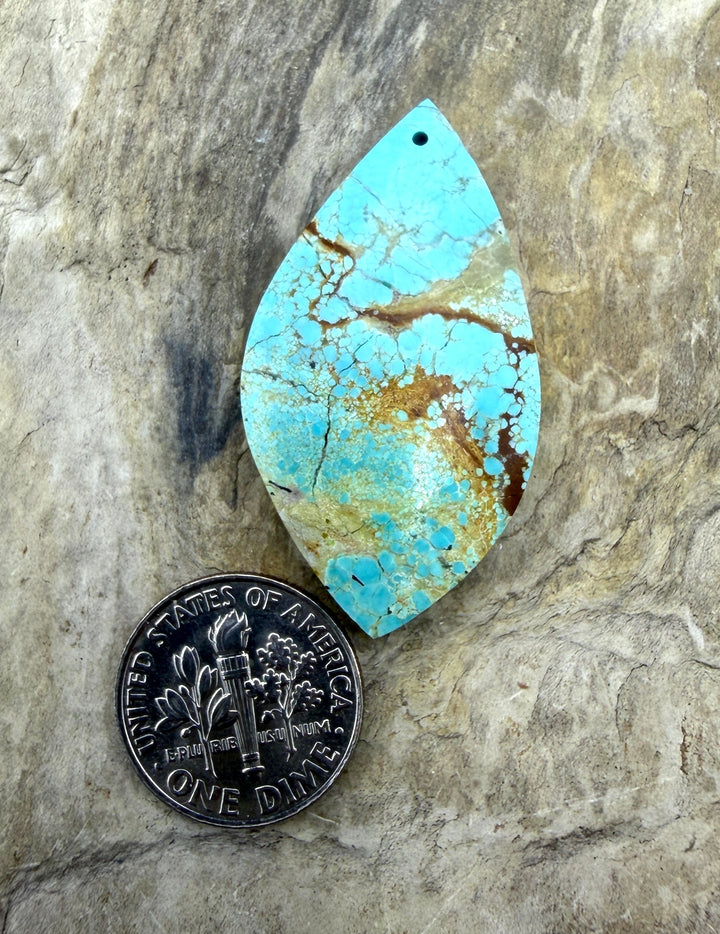 RARE Number 8 Turquoise (Nevada) Focal Pendant Bead 21x38mm