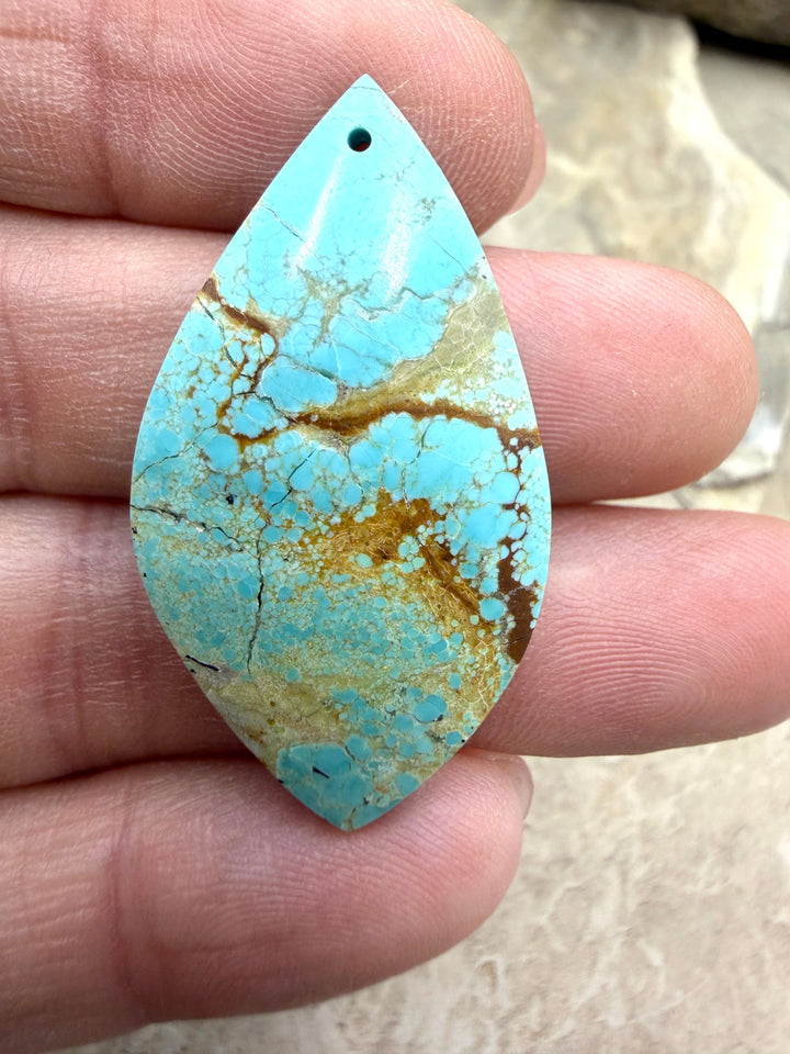 RARE Number 8 Turquoise (Nevada) Focal Pendant Bead 21x38mm