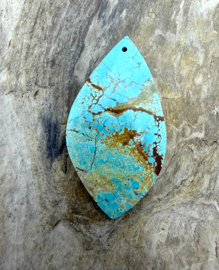 RARE Number 8 Turquoise (Nevada) Focal Pendant Bead 21x38mm