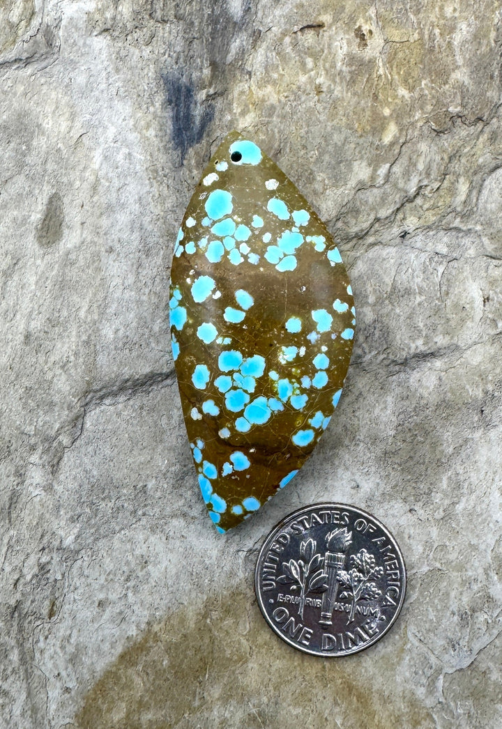 RARE Number 8 Turquoise (Nevada) Focal Pendant Bead 21x46mm