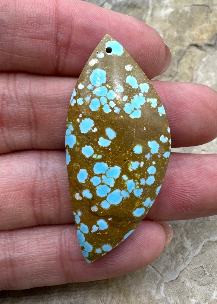 RARE Number 8 Turquoise (Nevada) Focal Pendant Bead 21x46mm