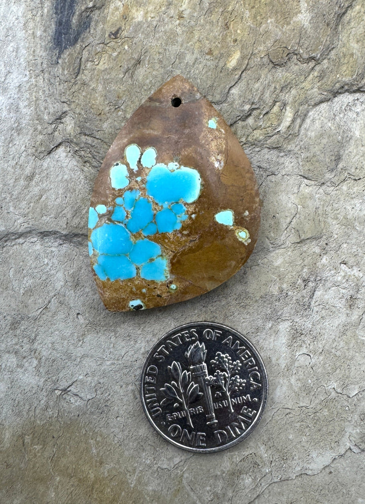 RARE Number 8 Turquoise (Nevada) Focal Pendant Bead 23x33mm