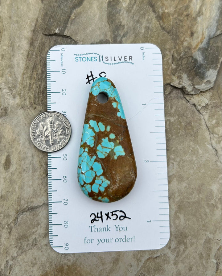 RARE Number 8 Turquoise (Nevada) Focal Pendant Bead 24x52mm