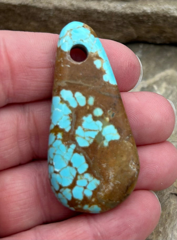 RARE Number 8 Turquoise (Nevada) Focal Pendant Bead 24x52mm