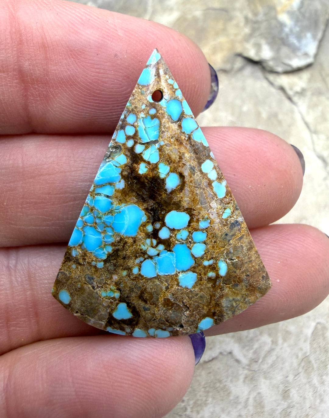 RARE Number 8 Turquoise (Nevada) Focal Pendant Bead 27x34mm