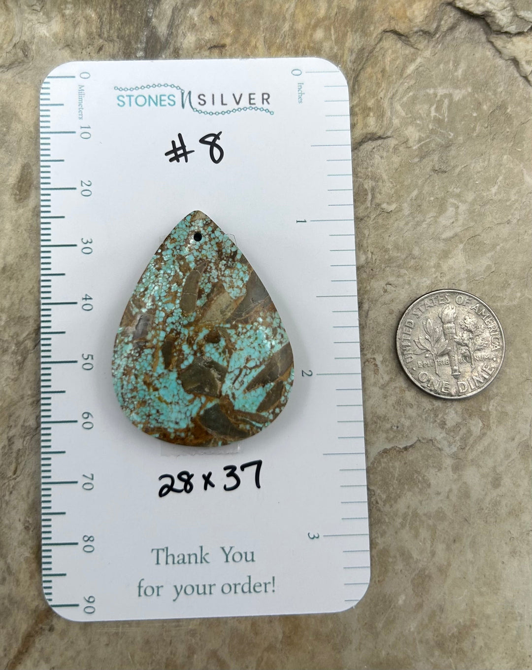 RARE Number 8 Turquoise (Nevada) Focal Pendant Bead 28x37mm