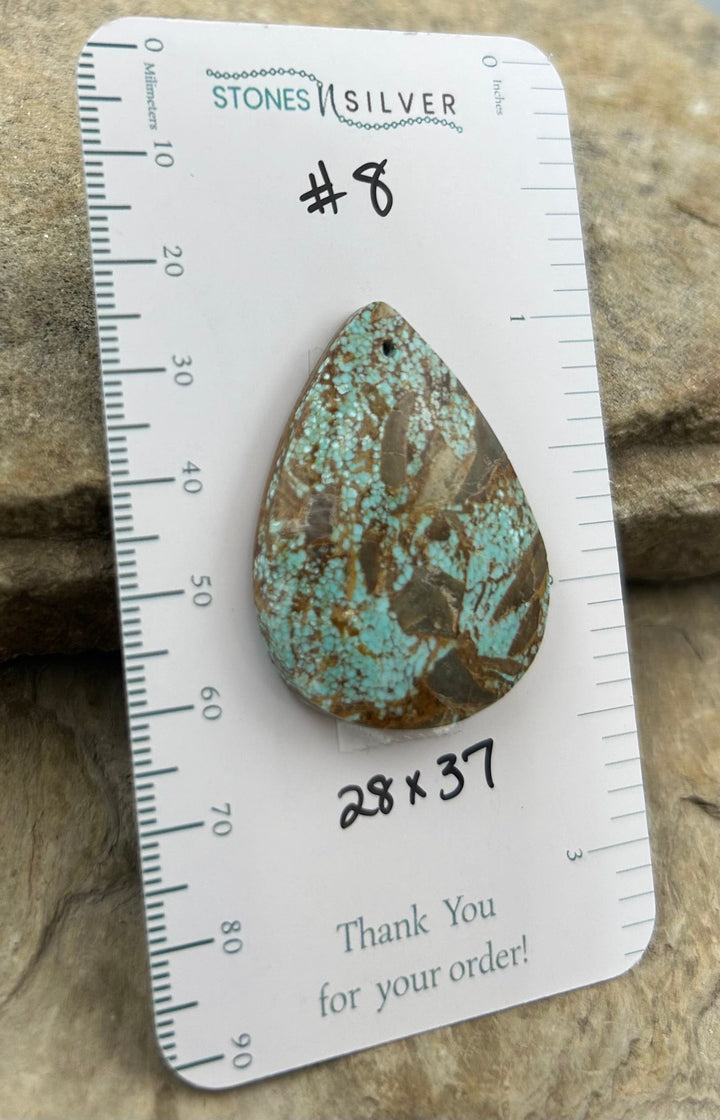 RARE Number 8 Turquoise (Nevada) Focal Pendant Bead 28x37mm