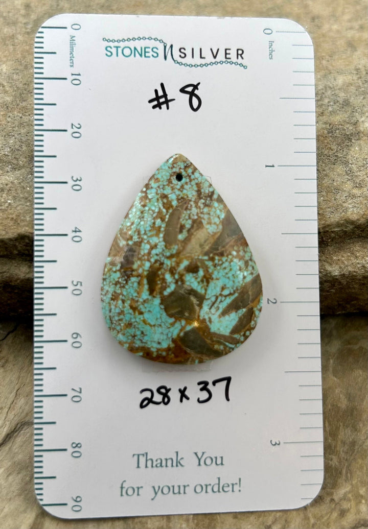 RARE Number 8 Turquoise (Nevada) Focal Pendant Bead 28x37mm
