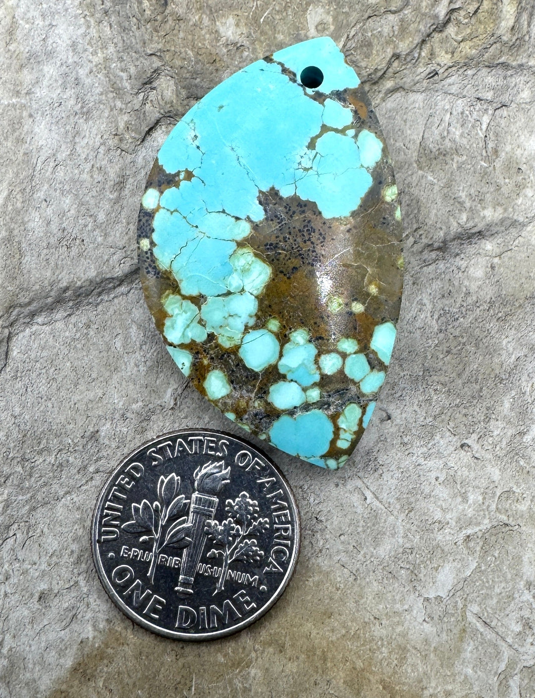 RARE Number 8 Turquoise (Nevada) Focal Pendant Large Hole