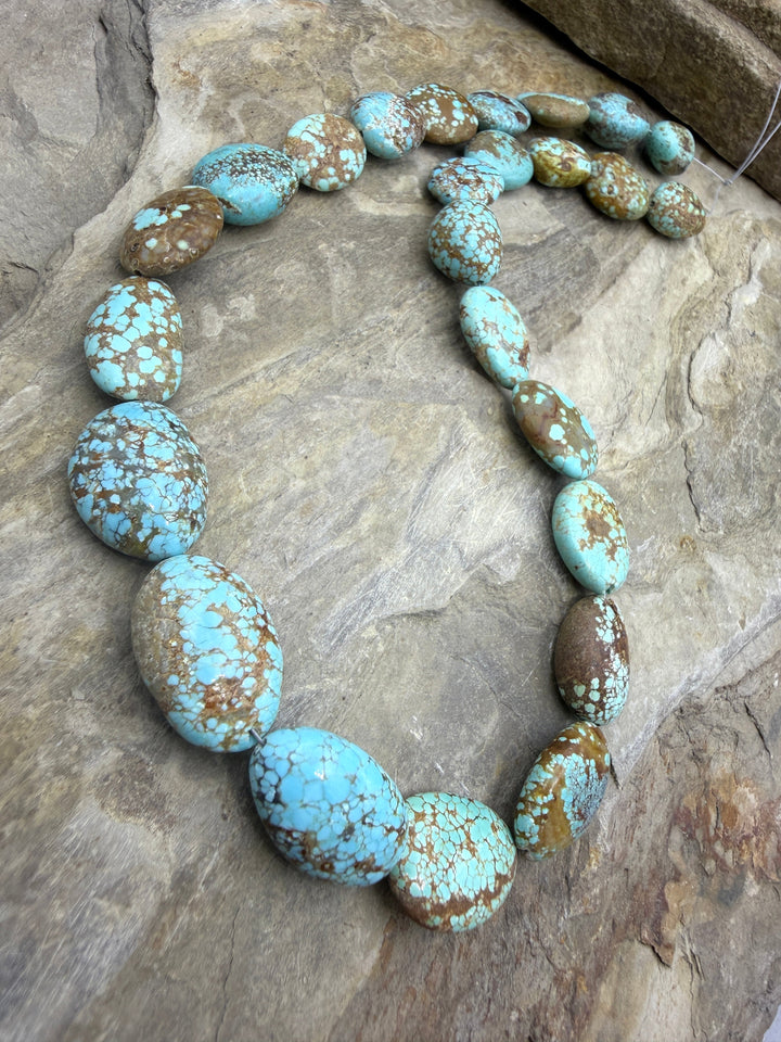 RARE Number 8 Turquoise (Nevada) Graduated Oval Beads