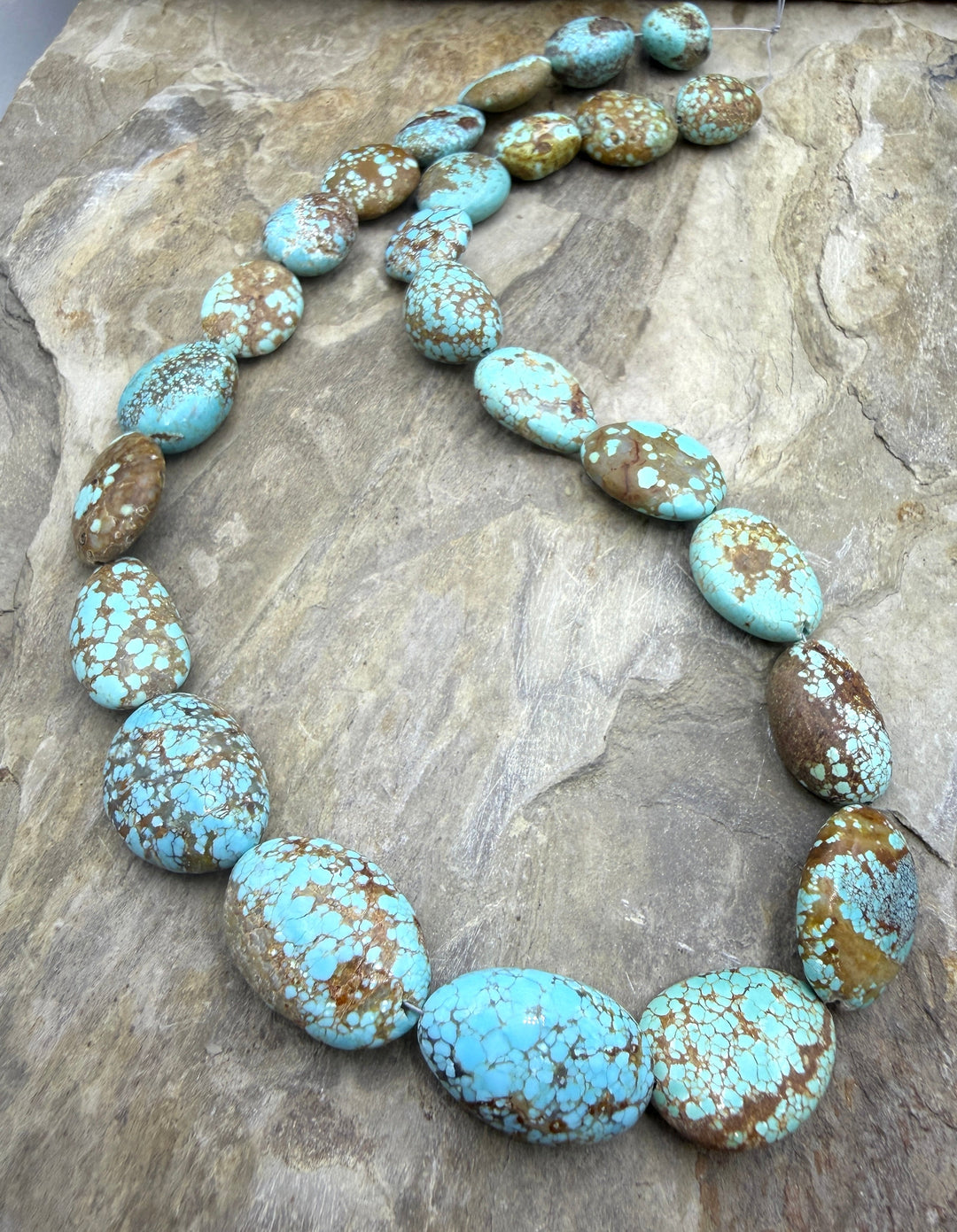 RARE Number 8 Turquoise (Nevada) Graduated Oval Beads