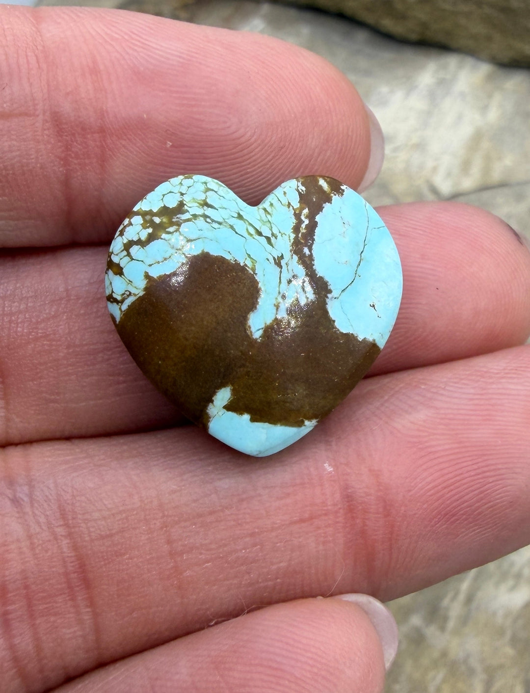 RARE Number 8 Turquoise (Nevada) Heart Shaped Focal Bead