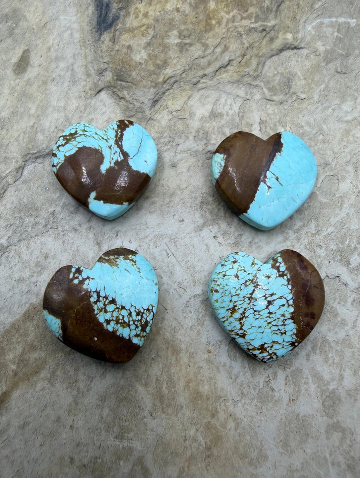 RARE Number 8 Turquoise (Nevada) Heart Shaped Focal Bead