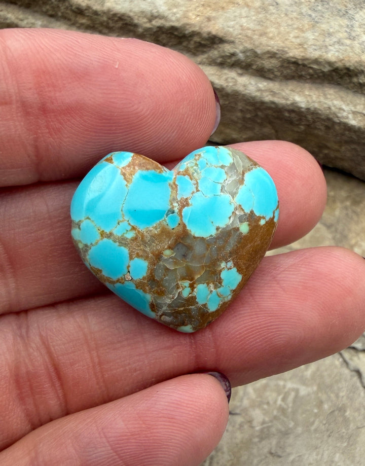RARE Number 8 Turquoise (Nevada) Heart Shaped Focal Pendant