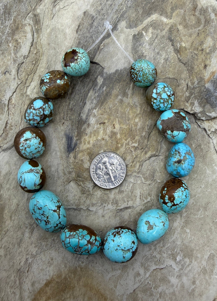 RARE Number 8 Turquoise (Nevada) HUGE Graduated (13-17mm)
