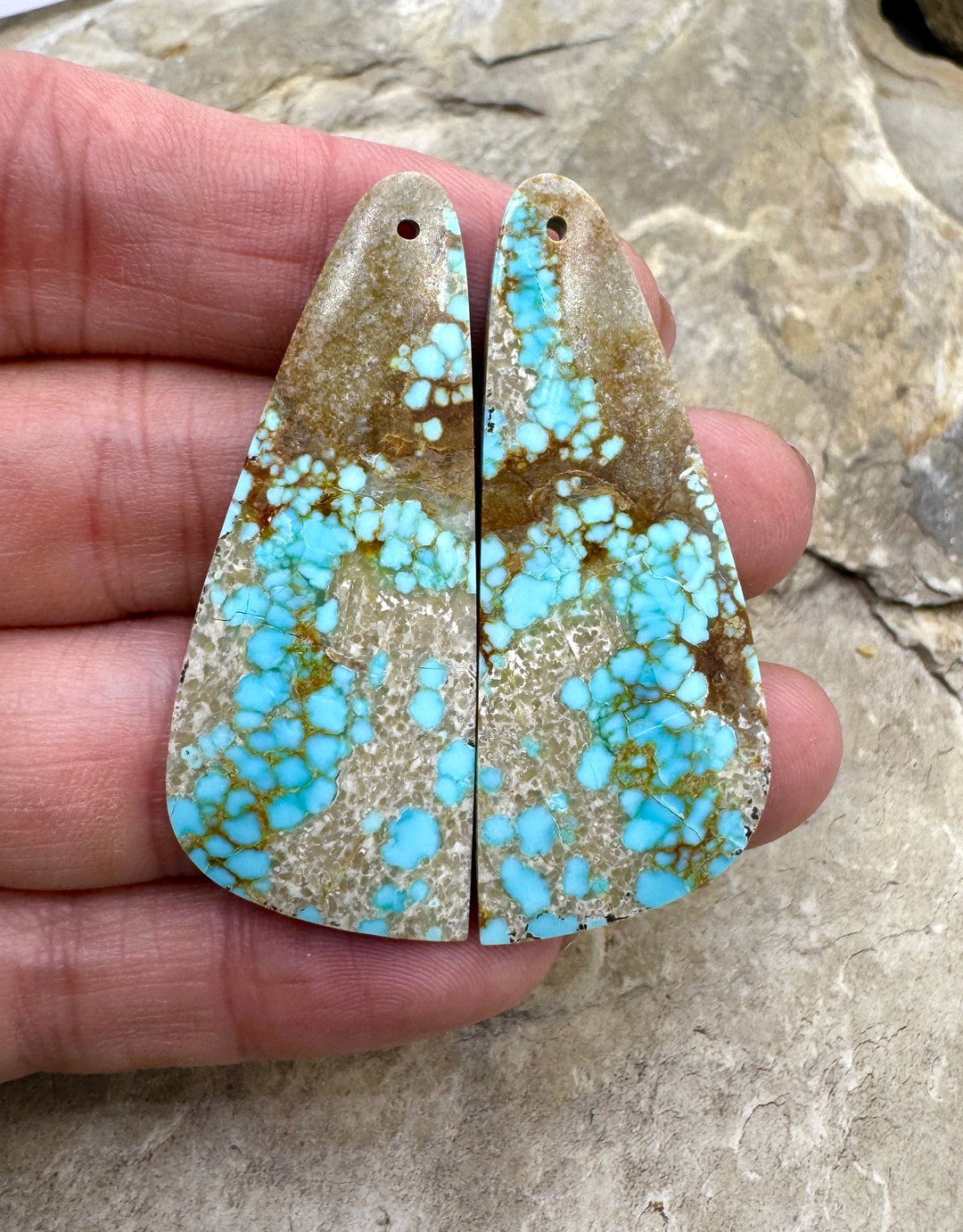 RARE Number 8 Turquoise (Nevada) HUGE Matching Earring Slab