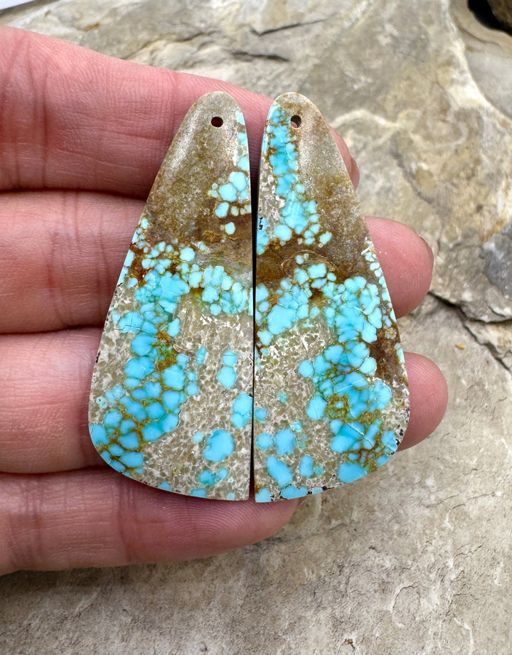 RARE Number 8 Turquoise (Nevada) HUGE Matching Earring Slab