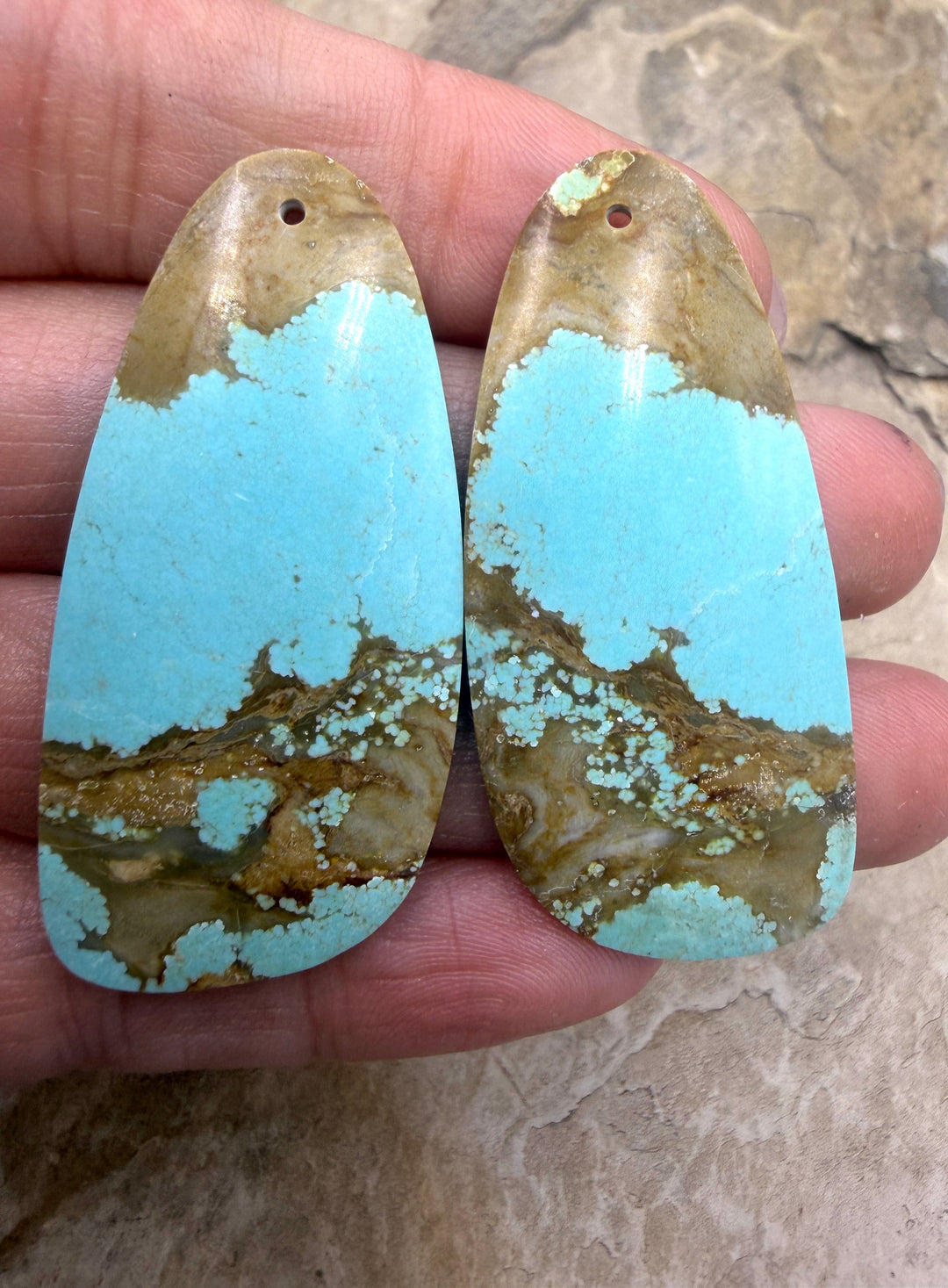 RARE Number 8 Turquoise (Nevada) HUGE Matching Earring Slab