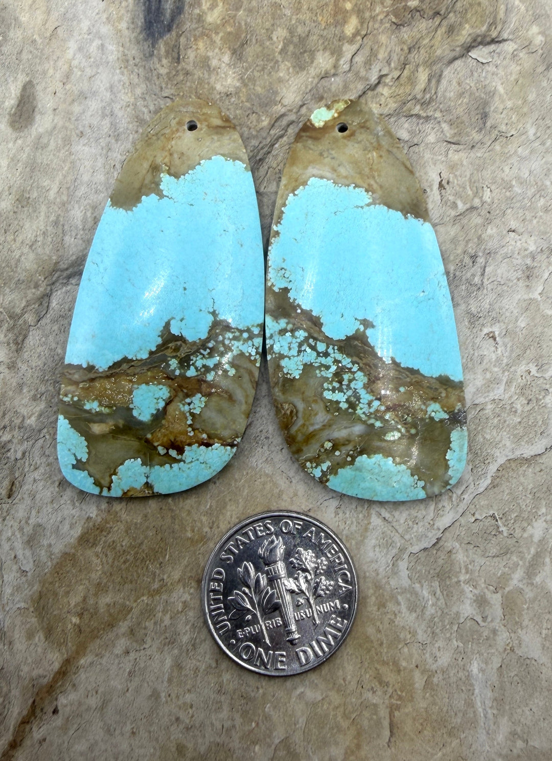 RARE Number 8 Turquoise (Nevada) HUGE Matching Earring Slab