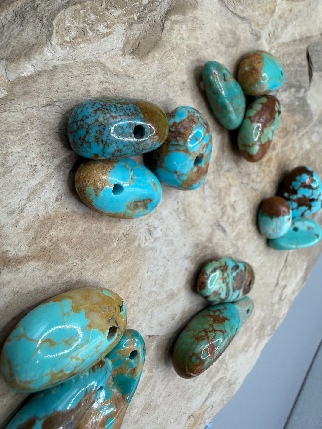 RARE Number 8 Turquoise (Nevada) Large Hole (2mm) 3 Bead