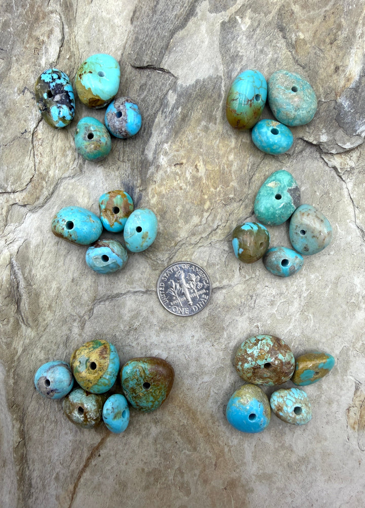 RARE Number 8 Turquoise (Nevada) Large Hole (2mm) Bead Sets