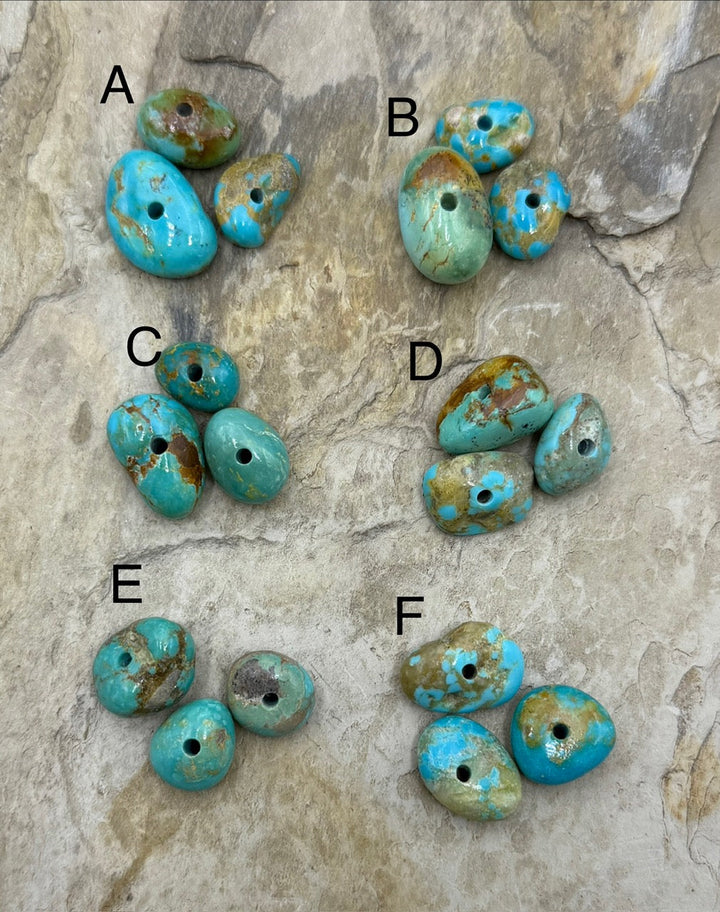 RARE Number 8 Turquoise (Nevada) Large Hole (2mm) Three