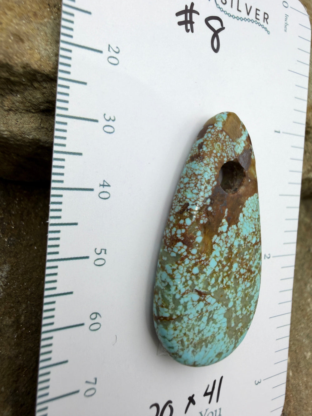 RARE Number 8 Turquoise (Nevada) (Large Hole) Focal Pendant