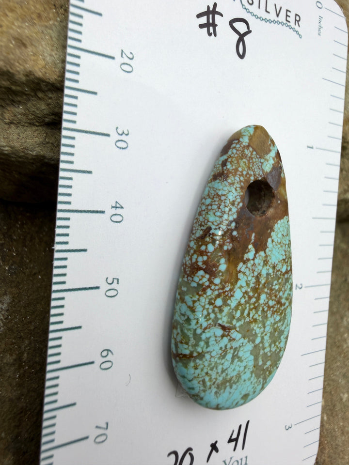 RARE Number 8 Turquoise (Nevada) (Large Hole) Focal Pendant