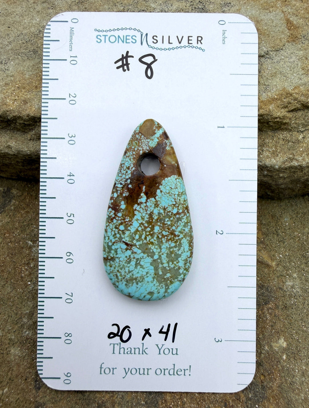 RARE Number 8 Turquoise (Nevada) (Large Hole) Focal Pendant