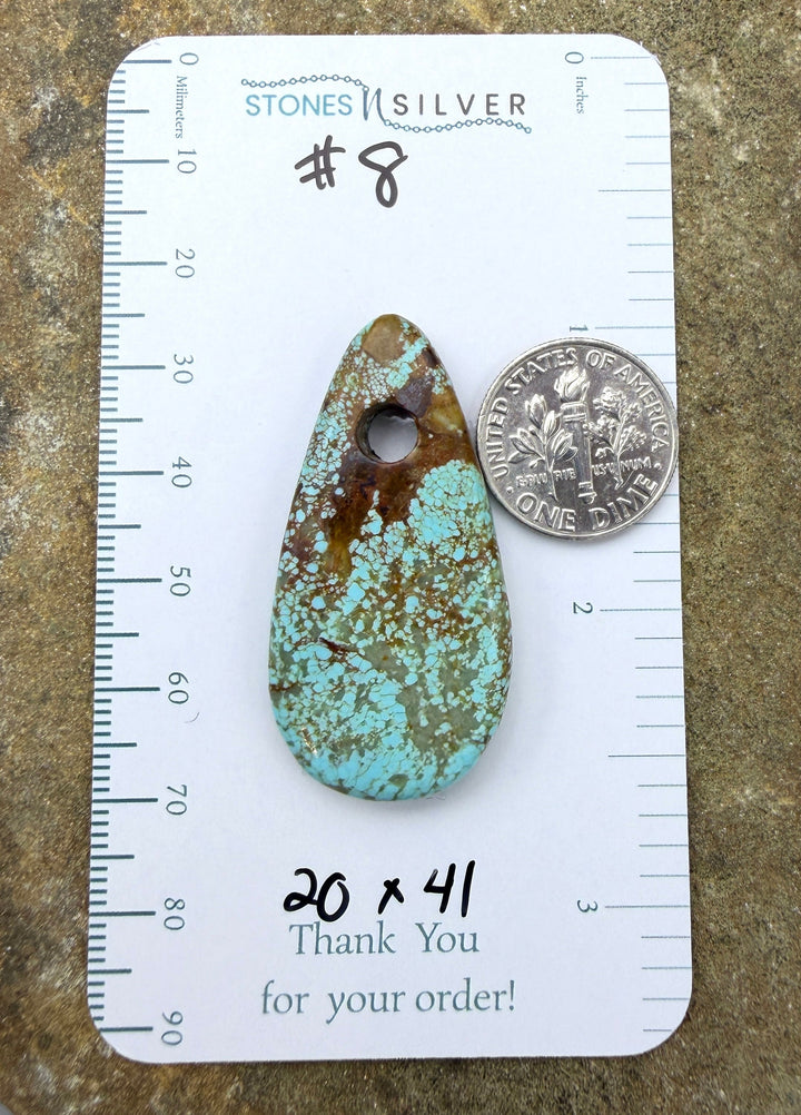 RARE Number 8 Turquoise (Nevada) (Large Hole) Focal Pendant