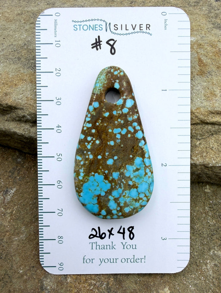 RARE Number 8 Turquoise (Nevada) (Large Hole) Focal Pendant