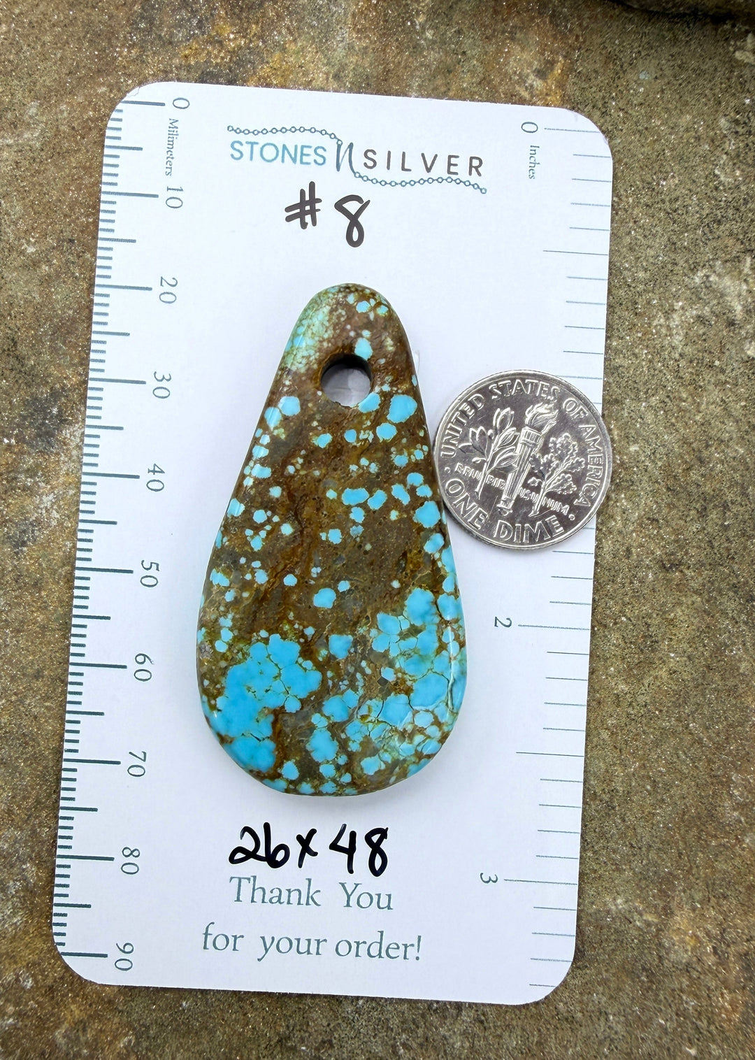 RARE Number 8 Turquoise (Nevada) (Large Hole) Focal Pendant